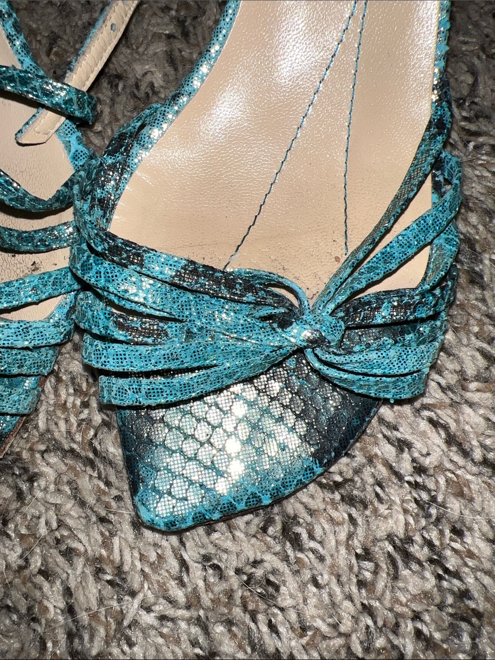 kate spade Teal Strappy Snakeskin Heels - Picture 3 of 4
